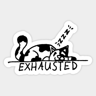 exhausted cat drawing cute sleeping Sticker